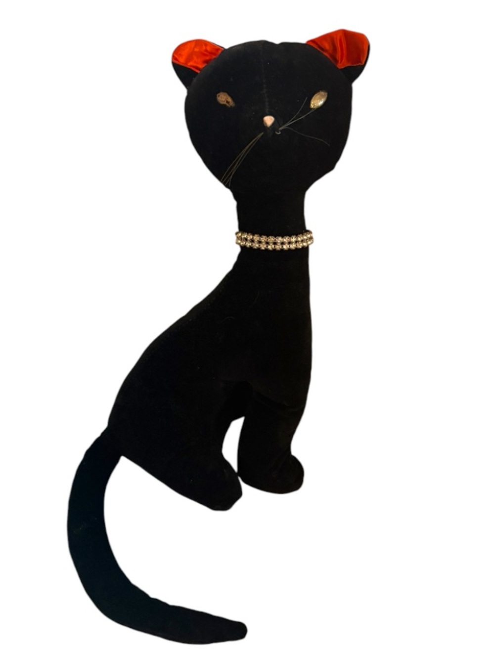 VINTAGE➕Velveteen Rhinestone Collar Black Cat